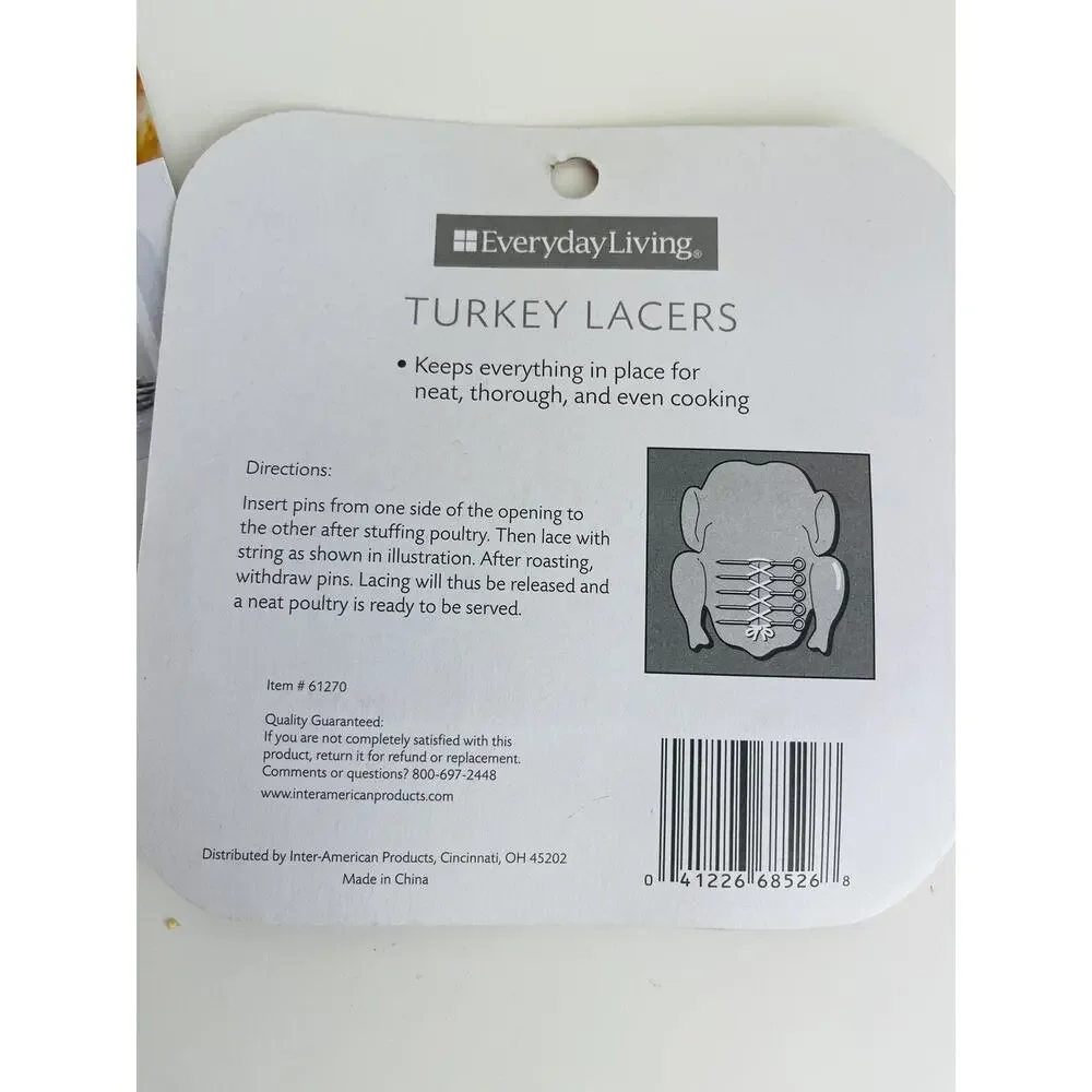 Everyday‎ Living Stainless Steel 1 Pack Turkey 8 Lacers & 2 Turkey Timers